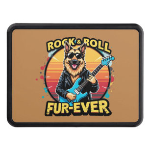 Rock and Roll German Shepherd Retro Sunset Art Hitch Cover