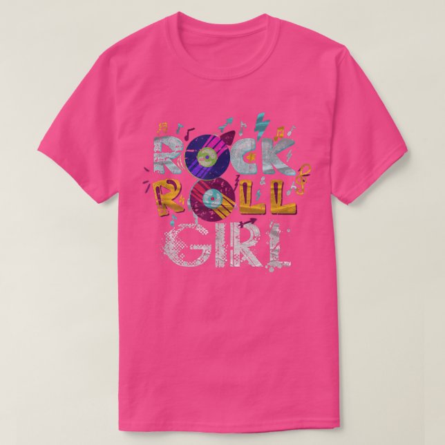 Rock And Roll Girl Rocker Funny Rock Music Lover  T-Shirt (Design Front)