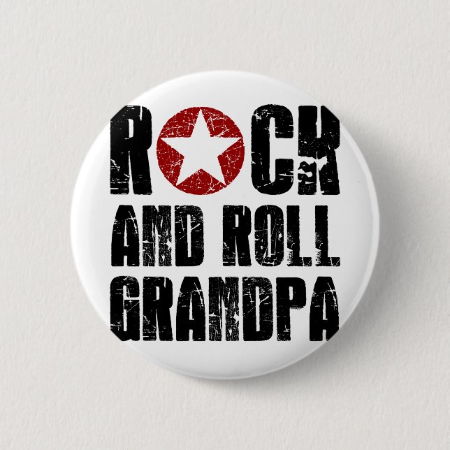 Rock And Roll Grandpa Button (Front)
