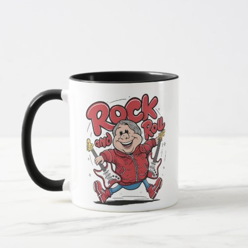 Rock And Roll Groovy Guitarist Rocking Out Mug