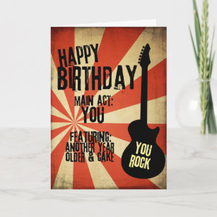Rock And Roll Grunge Birthday Card