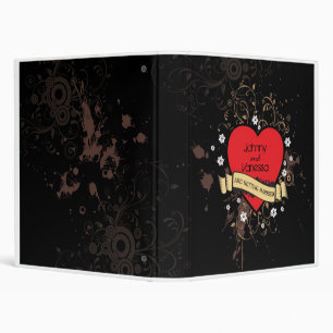 Rock and Roll Grungy Heart (Brown) 3 Ring Binder