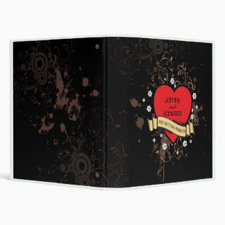 Rock and Roll Grungy Heart (Brown) 3 Ring Binder