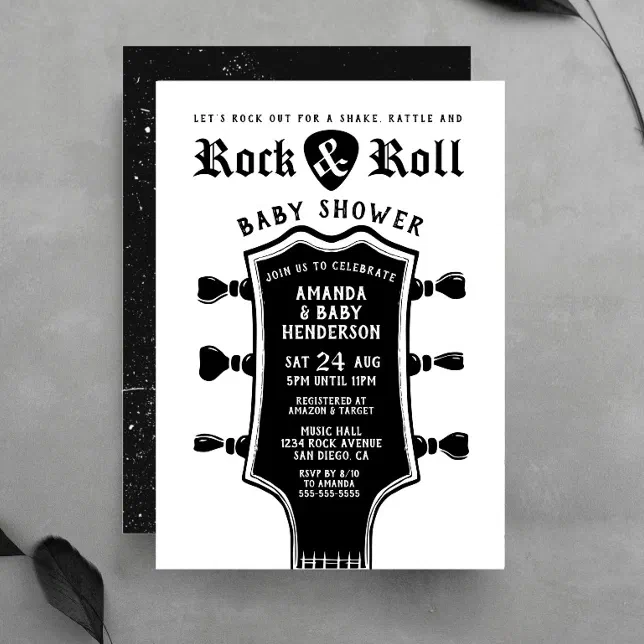 Rock and Roll Guitar Baby Shower Invitation Zazzle