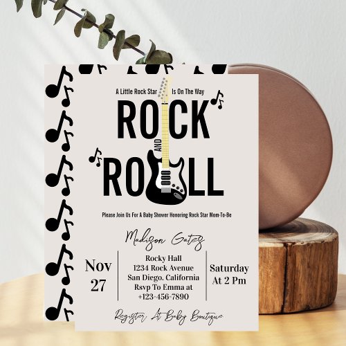 Rock and Roll Guitar Baby Shower  Invitation