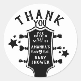 Rock and Roll Guitar Baby Shower Thank You Classic Round Sticker