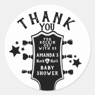 Rock and Roll Guitar Baby Shower Thank You Classic Round Sticker
