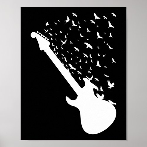 Rock and Roll Guitar Birds Music Lover Poster