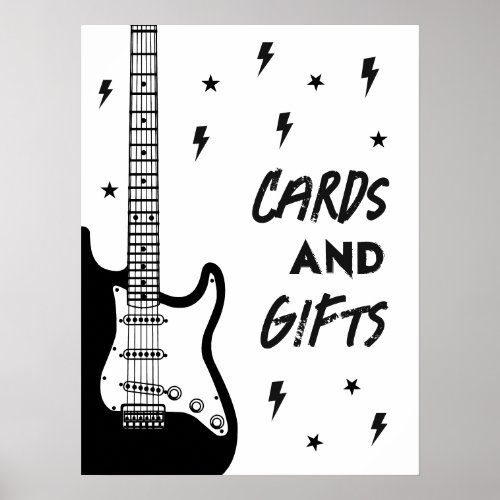 Rock and Roll Guitar Birthday Cards and Gifts Sign