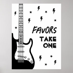 Rock and Roll Guitar Birthday Favors Sign