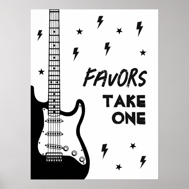 Rock and Roll Guitar Birthday Favors Sign (Front)
