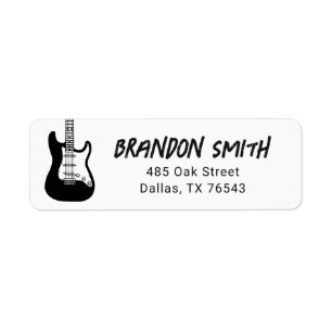 Rock And Roll Guitar Birthday Return Address Label