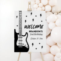 Rock and Roll Guitar Birthday Welcome Sign