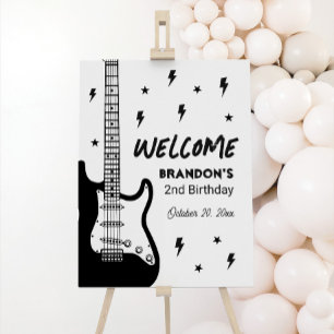 Rock and Roll Guitar Birthday Welcome Sign
