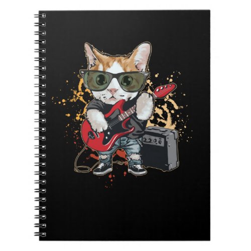 Rock and Roll Guitar Cat Musician Notebook