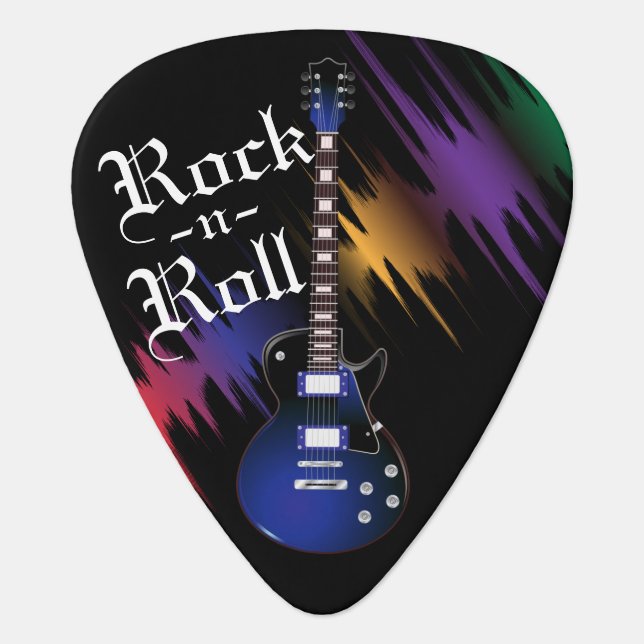 Rock and Roll Guitar  - Dark Blue Guitar Pick (Front)