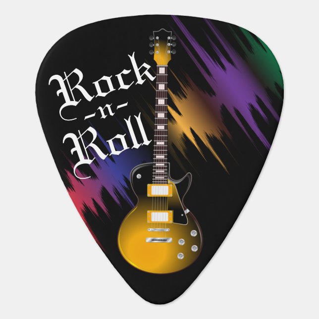 Rock and Roll Guitar  - Golden Yellow Guitar Pick (Front)