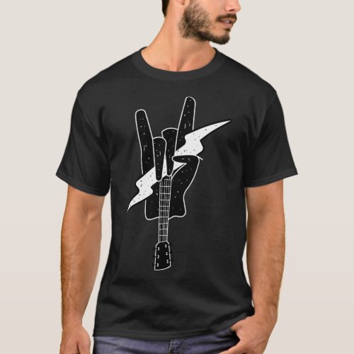 rock and roll guitar hand funny T_Shirt