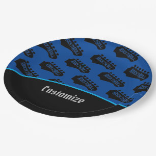 Rock and Roll Guitar Pattern 2 Paper Plates