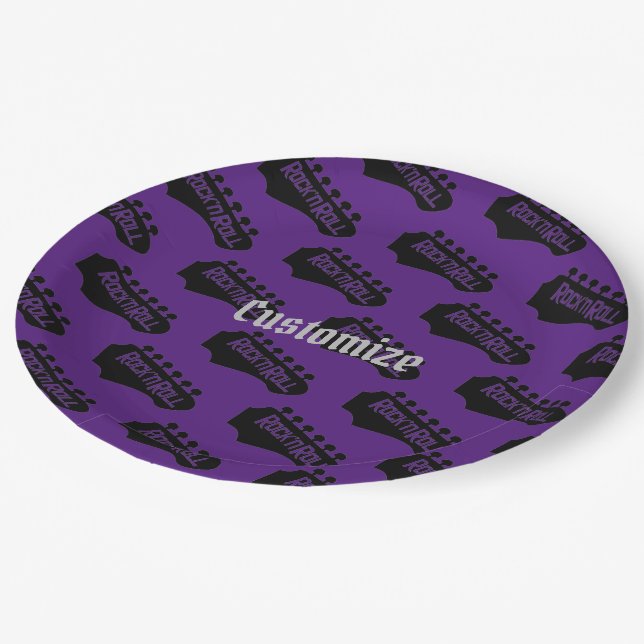 Rock and Roll Guitar Pattern Paper Plates (Angled)
