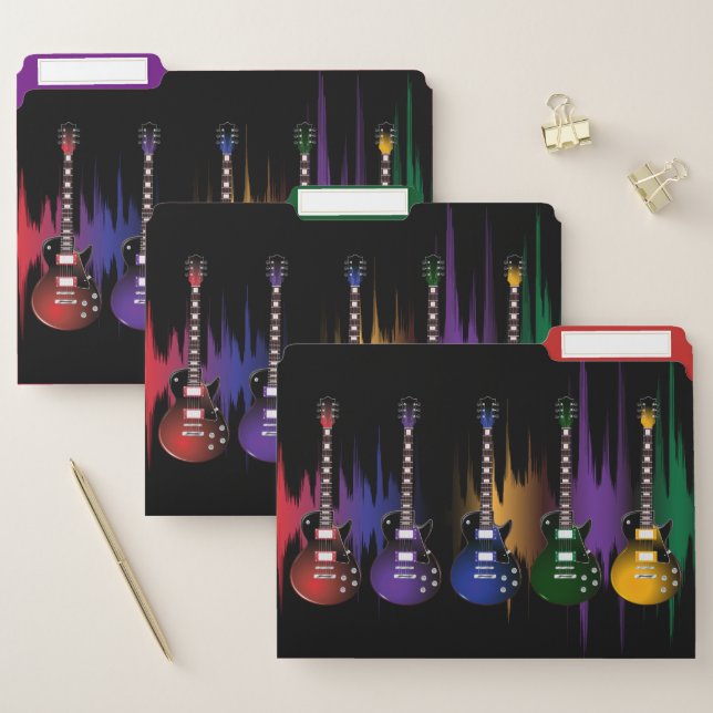 Rock and Roll Guitar Sound Wave File Folder (Set)