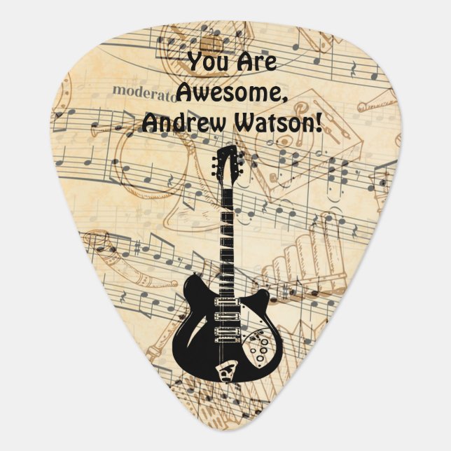 Rock and Roll Guitar Sound Wave Guitar Pick (Front)