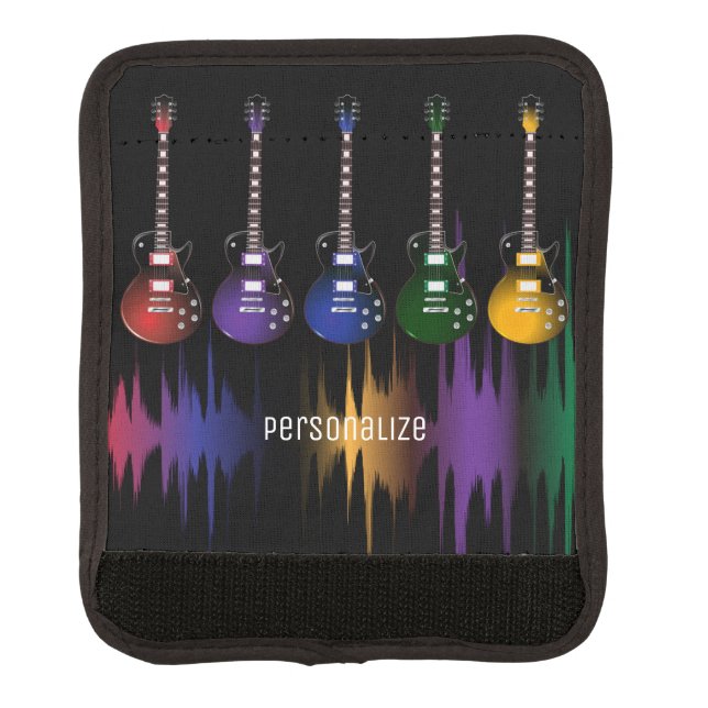 Rock and Roll Guitar Sound Wave Luggage Handle Wrap (Front)