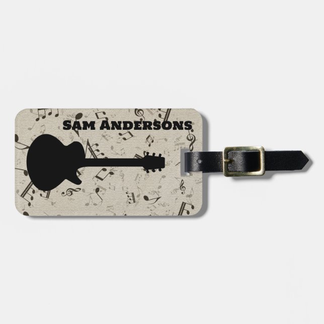 Rock and Roll Guitar Sound Wave Luggage Tag (Front Horizontal)