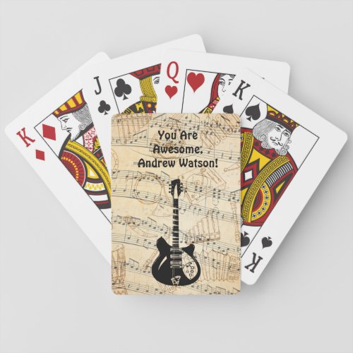 Rock and Roll Guitar Sound Wave Playing Cards