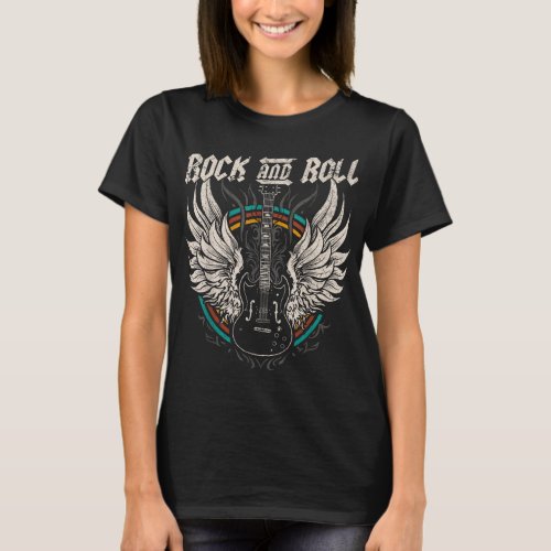 Rock and Roll Guitar Vintage ROCK Music T_Shirt