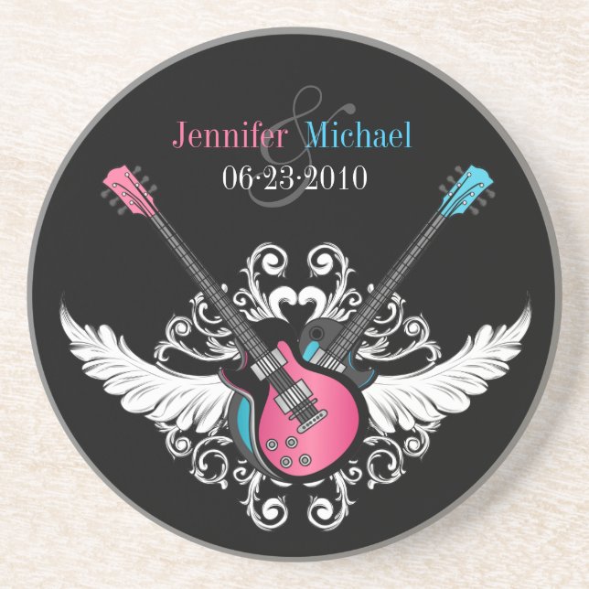 Rock and Roll Guitars Love coaster (Front)