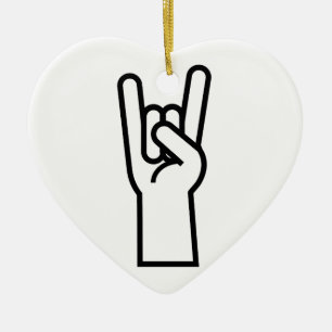 Rock and Roll Hand Ceramic Ornament
