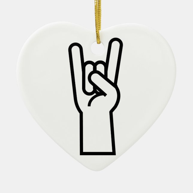 Rock and Roll Hand Ceramic Ornament (Front)