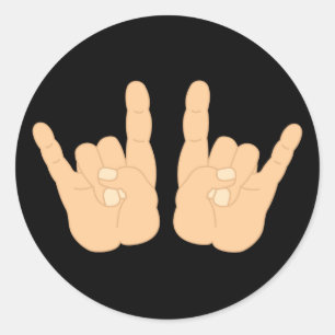 Rock and Roll Hand Sign Classic Round Sticker