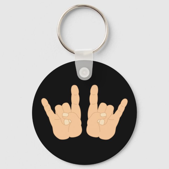 Rock and Roll Hand Sign Keychain (Front)