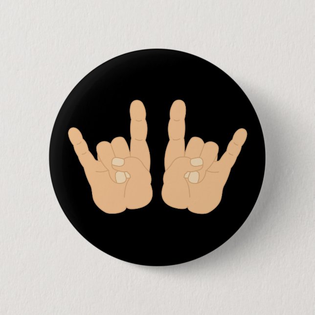 Rock and Roll Hand Sign Pinback Button (Front)