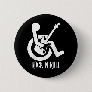 Rock And Roll Handicap Parking Funny Acoustic Guit Button