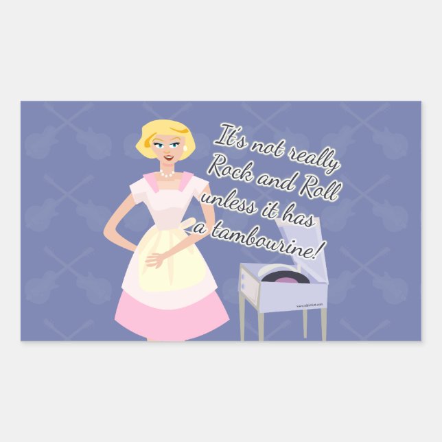 Rock and Roll Housewife Motto Funny Slogan Rectangular Sticker (Front)