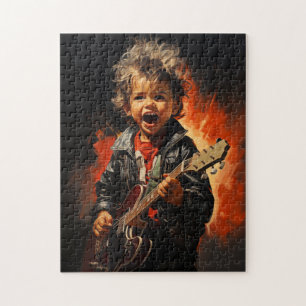 Rock and roll kid jigsaw puzzle