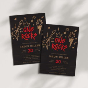 Rock and Roll Kids' Metal 1st Birthday Invitation