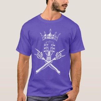 Rock and Roll King Skeleton Hands and Guitar Rock T-Shirt