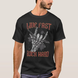Rock and Roll Live Fast Rock Hard Drum Player Musi T-Shirt