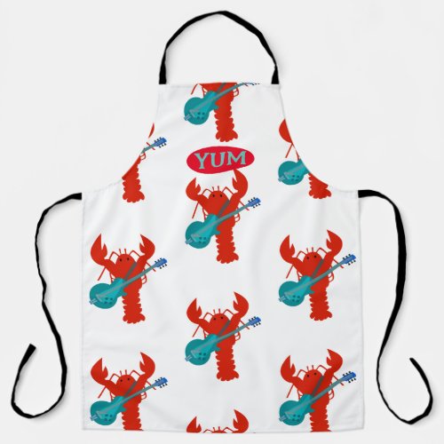 Rock and Roll Lobster Guitar Crustacean Pattern Apron