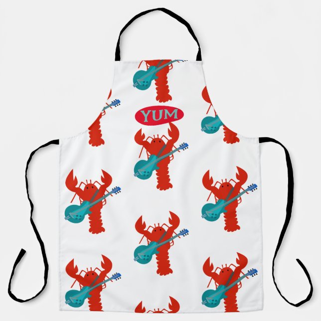 Rock and Roll Lobster Guitar Crustacean Pattern Apron (Front)
