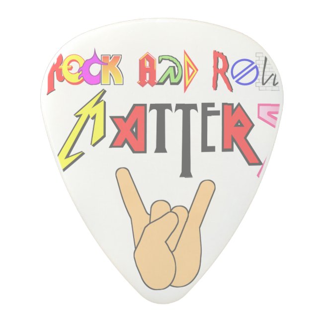 Rock and Roll Matters White Guitar Pick (Front)