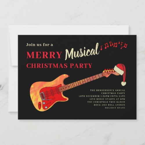 Rock and Roll Merry Christmas Party Invitation