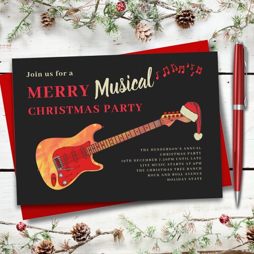 Rock and Roll Merry Christmas Party Invitation