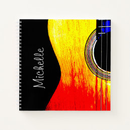 Rock and Roll Monogram Red and Yellow Guitar Notebook