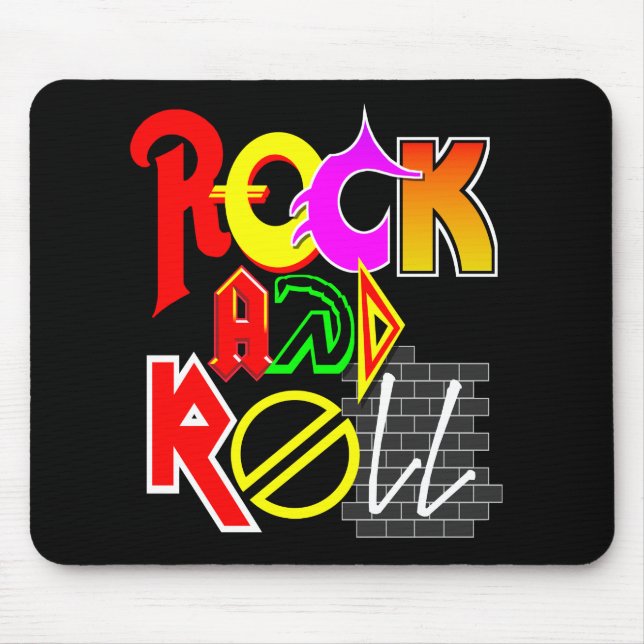 Rock and Roll Mouse Pad (Black) (Front)