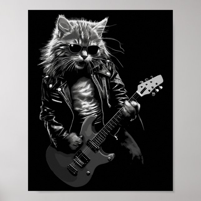 Rock And Roll Music Concert Festival Cat Rock Guit Poster (Front)